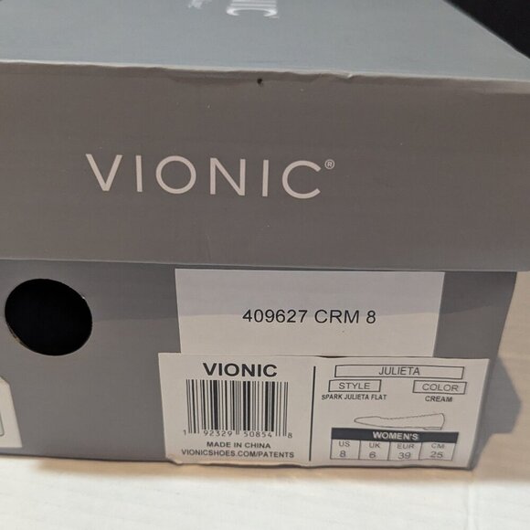 Vionic Julietta Ballet Flats Snake Embossed Cream 8 NEW - Picture 9 of 10